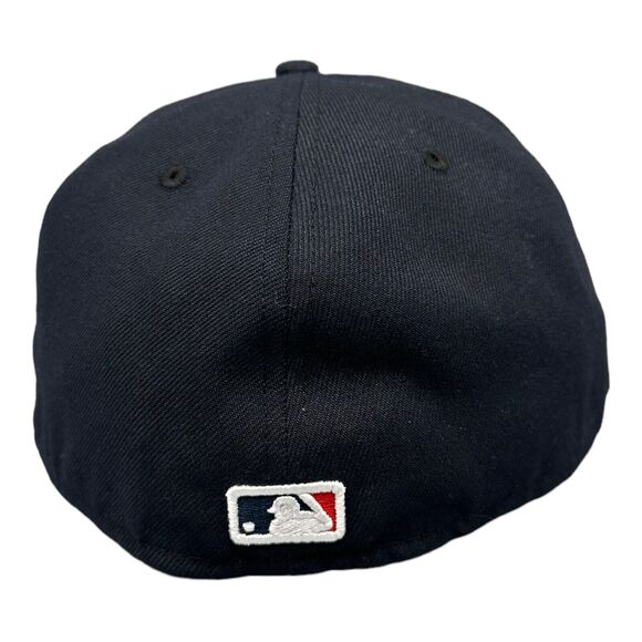 New Era 59Fifty Atlanta Braves Fitted MLB ROAD Navy Cap Men's Hat Sz 7-3/4‎ - Picture 7 of 8